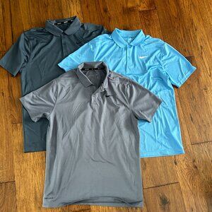 Nike Men's Golf Dri Fit Polo Shirt Bundle - Size Medium - Blue Greys  - Set of 3